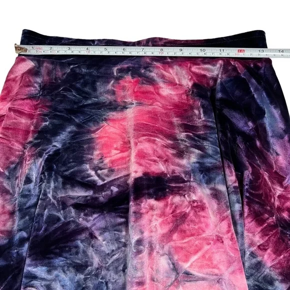 Velvet Tie Dye Skater Skirt Pink Purple Blue Flared A-Line Mini - Picture 4 of 6